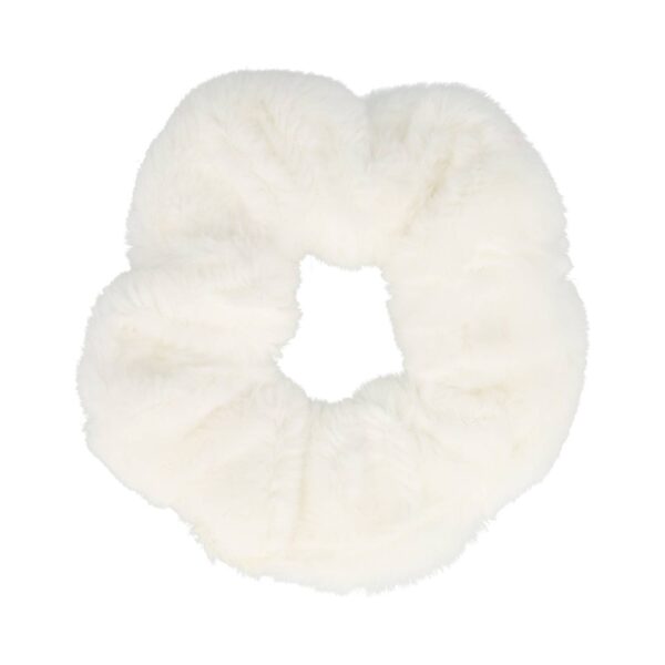Haarelastiek Scrunchie – Teddy Stof – Wit