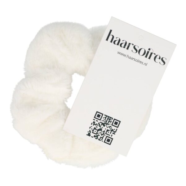 Haarelastiek Scrunchie – Teddy Stof – Wit