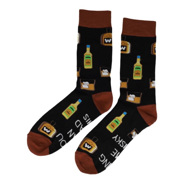 sok papa wiskey tractor bier_2 Sokken - Wiskey Print - Bruin Zwart - Katoen - Maat 38-45