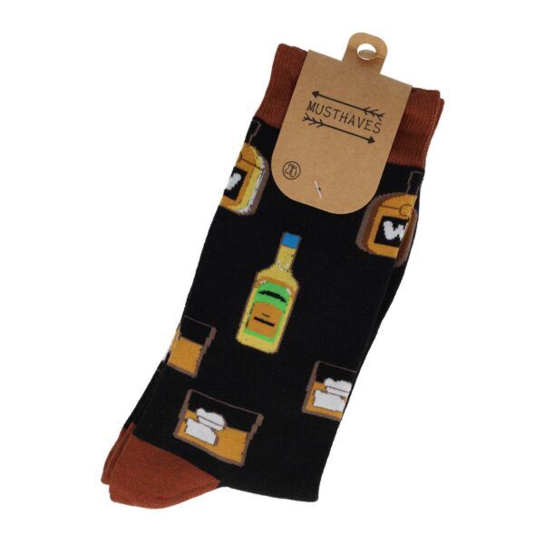 sok papa wiskey tractor bier_6 Sokken - Wiskey Print - Bruin Zwart - Katoen - Maat 38-45