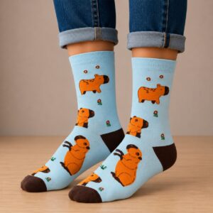 Sokken Katoen - Capybara Print - Bruin Blauw - Maat 38-45