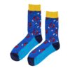 sokken dollar rookworst hamburger_5 Sokken - Rookworst Print - Geel Blauw - Katoen - Maat 38-45