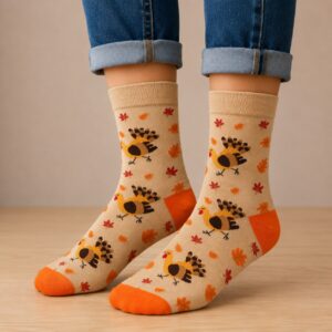 Sokken - Kalkoen Print - Oranje - Katoen - Maat 36-43