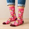 sokken-koeien-roze Sokken Katoen – Koeien Print – Wit Bruin Roze – Maat 36-43
