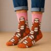 sokken-luiaard-roze-bruin Sokken Katoen - Luiaard Print - Bruin Roze- Maat 38-45