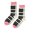 sokken piano varken kalkoen_4 Sokken - Piano Print - Roze Zwart Wit - Katoen - Maat 36-43