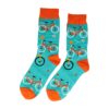 sokken schaap fiets cabybara luiaard_5 Sokken Katoen - Fiets Print - Oranje Blauw - Maat 38-45