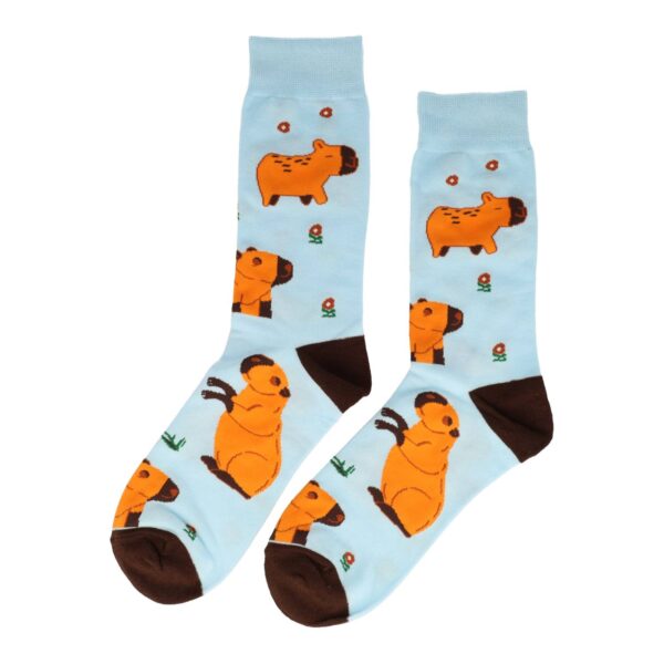 sokken schaap fiets cabybara luiaard_7 Sokken Katoen - Capybara Print - Bruin Blauw - Maat 38-45