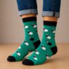 sokken-schaap-groen Sokken Katoen - Schaap Print - Zwart Wit Groen - Maat 38-45
