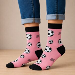 Sokken - Voetbalveld Print - Roze - Katoen - Maat 38-45