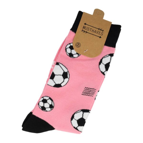 sokken voetbal_1 Sokken - Voetbalveld Print - Roze - Katoen - Maat 38-45