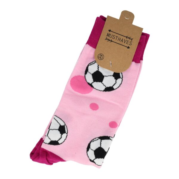 sokken voetbal_3 Sokken - Voetbalveld Print - Roze Cyclaam - Katoen - Maat 38-45