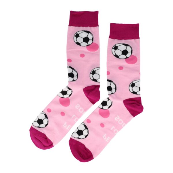 sokken voetbal_6 Sokken - Voetbalveld Print - Roze Cyclaam - Katoen - Maat 38-45