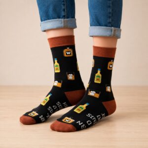Sokken - Wiskey Print - Bruin Zwart - Katoen - Maat 38-45