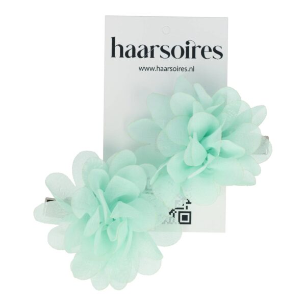 duckklem haarbloem 5cm mintgroen_3 Haarspeld Duckklem 5cm – Haarbloem - Mintgroen - Set van 2