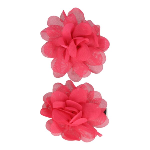 duckklem haarbloem fuchsia roze_1 Haarspeld Duckklem 5cm – Haarbloem - Fuchsia Roze - Set van 2