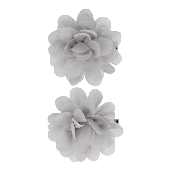 duckklem haarbloem grijs_1 Haarspeld Duckklem 5cm – Haarbloem - Grijs - Set van 2