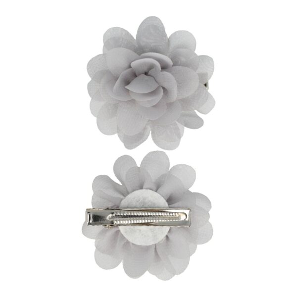 duckklem haarbloem grijs_2 Haarspeld Duckklem 5cm – Haarbloem - Grijs - Set van 2