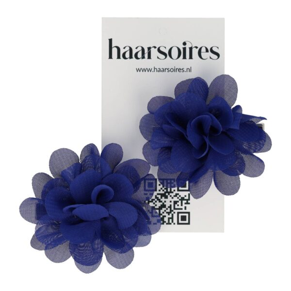 Haarspeld Duckklem 5cm – Haarbloem - Donkerblauw - Set van 2