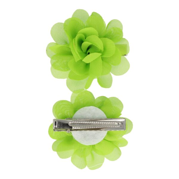 duckklem haarbloem set groen_2 Haarspeld Duckklem 5cm – Haarbloem - Groen - Set van 2