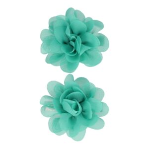 duckklem haarbloem turquoise_1 Haarspeld Duckklem 5cm – Haarbloem - Turquoise Groen - Set van 2