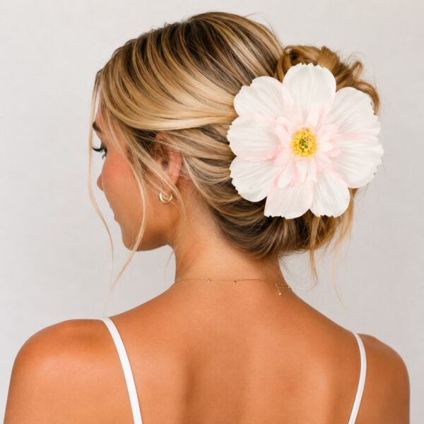 Haarspeld Duckklem 12cm – Haarbloem - Roze (kopie)