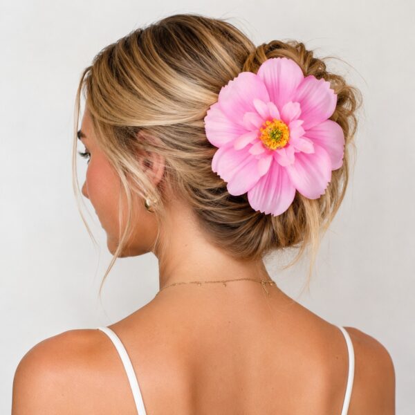 Haarspeld Duckklem 12cm – Haarbloem - Roze