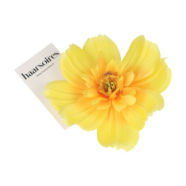 haarbloem 12cm wit_3 Haarspeld Duckklem 12cm – Haarbloem - Geel