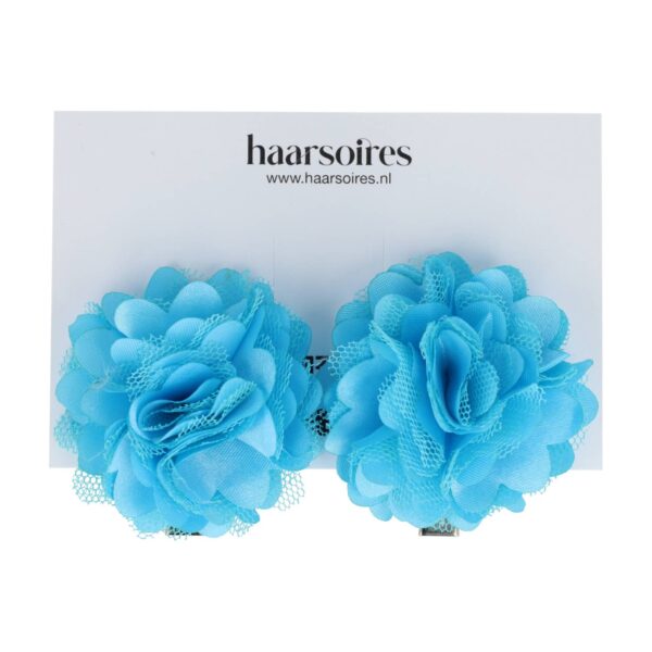 Haarspeld Duckklem 5cm – Haarbloem - Aqua Blauw