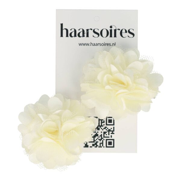 haarbloem creme 5cm set_3 Haarspeld Duckklem 5cm – Haarbloem - Creme