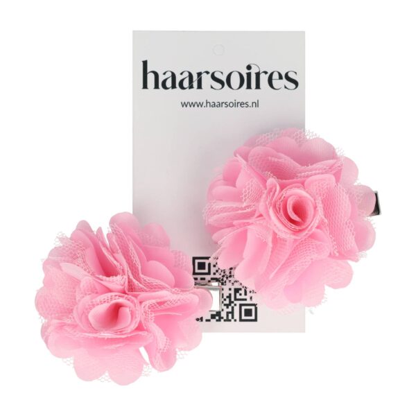 haarbloem roze 5cm set van 2_2 Haarspeld Duckklem 5cm – Haarbloem - Roze