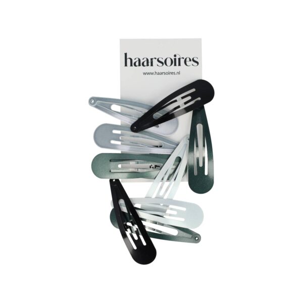 klikklak 6cm metaal_3 Haarspeld Klikklak 6cm - Basic - Grijs Groen - Set van 10