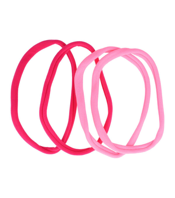 15020_2 Haarband Sport 1cm - Endless Elastiek - Nylon - Roze - Set van 4