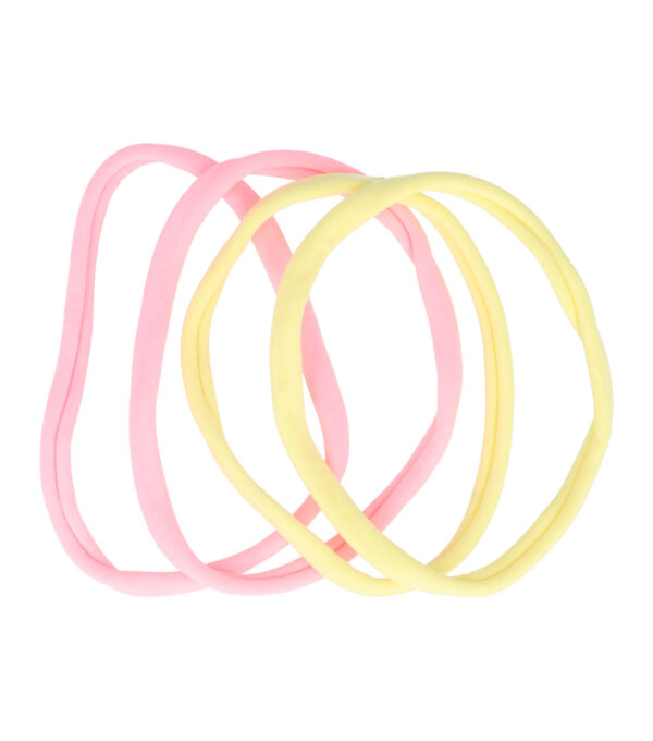 15020_3 Haarband Sport 1cm - Endless Elastiek - Nylon - Roze Geel - Set van 4