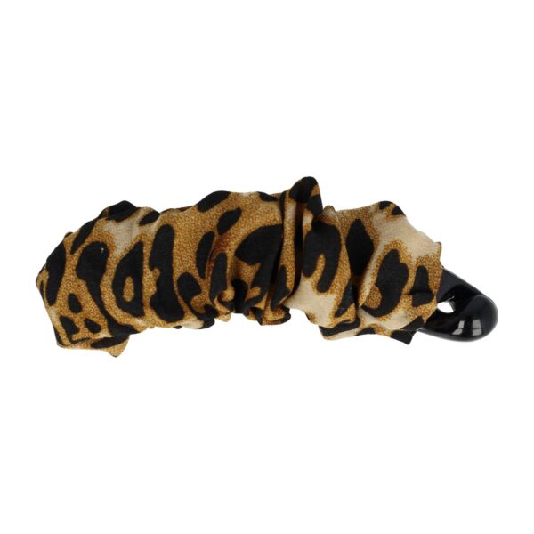 Bananenklem panterprint_4 Haarspeld Bananenklem 11cm - Staartklem - Panterprint Stof - Zwart Bruin