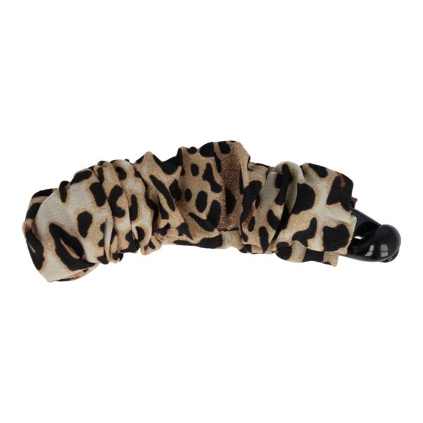 Bananenklem panterprint_6 Haarspeld Bananenklem 11cm - Staartklem - Panterprint Stof - Zwart Beige