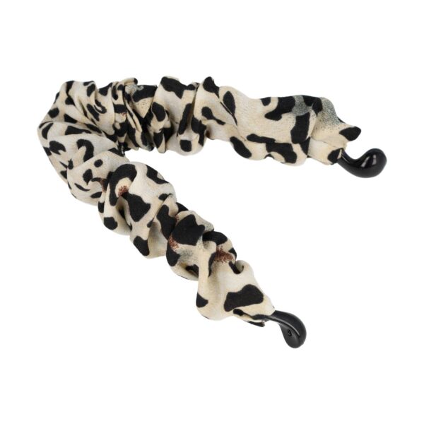 Bananenklem panterprint_8 Haarspeld Bananenklem 11cm - Staartklem - Panterprint Stof - Zwart Creme