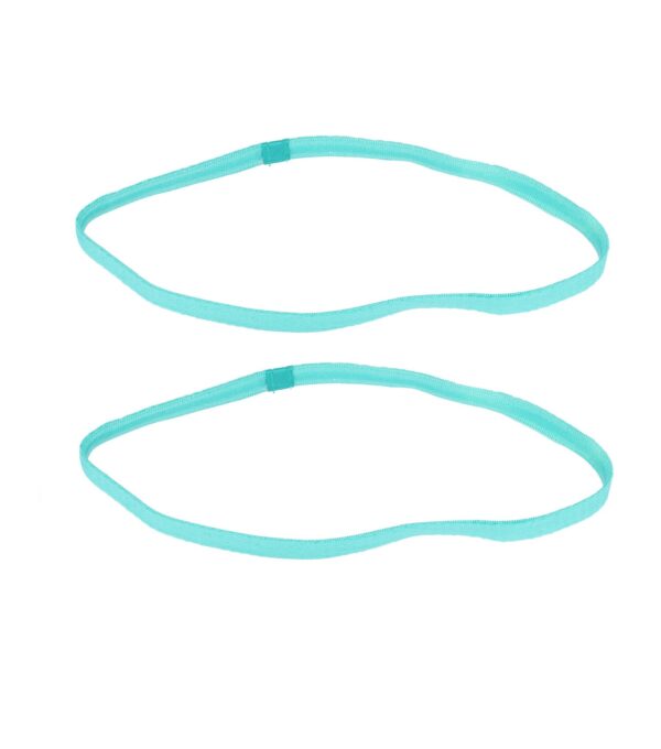 Haarband Sport 1cm - Elastiek - Anti-slip - Aqua Blauw - Set van 2