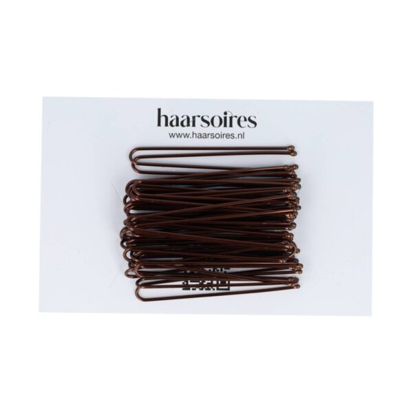 Haarpinnen recht metaal 5cm_4 Styling Tool - Haardotspelden 5cm - Recht - Metalen Haarpinnen - Bruin - Set van 40
