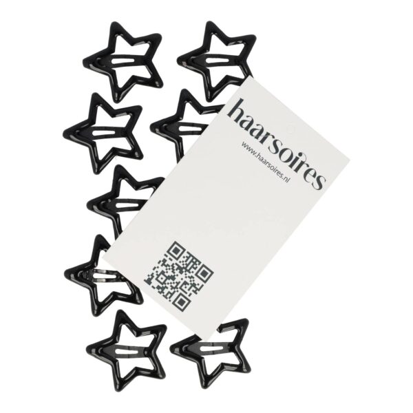 Klikklak ster vorm epoxy zwart_2 Haarspeld Klikklak 3cm - Ster - Zwart - Set van 10
