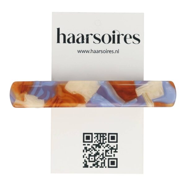 Patentspeld marmer colr_1 Haarspeld Patentspeld 9cm - Recht – Marmer Patroon – Bruin Creme Blauw