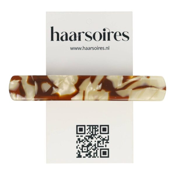 Patentspeld marmer colr_2 Haarspeld Patentspeld 9cm - Recht – Marmer Patroon – Bruin Creme