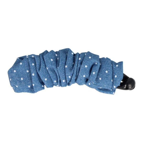 bananenklem jeans stof blauw_5 Haarspeld Bananenklem 11cm - Staartklem - Stippenprint Stof - Jeans Blauw