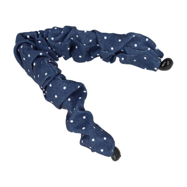 bananenklem jeans stof blauw_8 Haarspeld Bananenklem 11cm - Staartklem - Stippenprint Stof - Jeans Donkerblauw