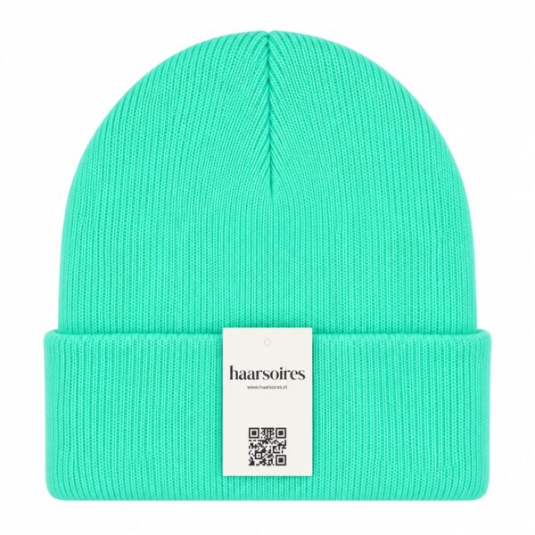 beanie-mintgroen-met-displaykaart-van-haarsoires Beanie Muts - Effen - Mintgroen