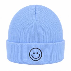 beanie-smiley-blauw Beanie Muts - Smiley - Unisex - Blauw