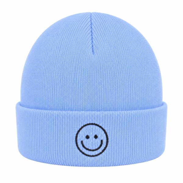 beanie-smiley-blauw Beanie Muts - Smiley - Unisex - Blauw