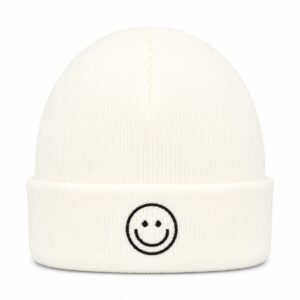 Beanie Muts - Smiley - Unisex - Wit