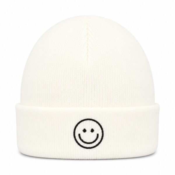 beanie-smiley-wit Beanie Muts - Smiley - Unisex - Wit