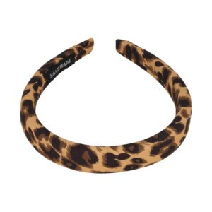 Haarband Diadeem 2cm – Zacht Gevuld – Panterprint Stof – Zwart Lichtbruin